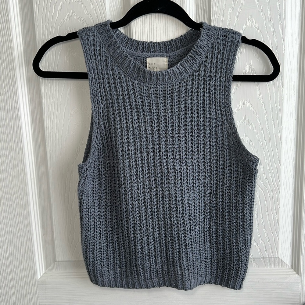 Vici Knit Sweater Tank Dusty Blue